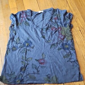 T.La Blue Floral Short Sleeve Tee